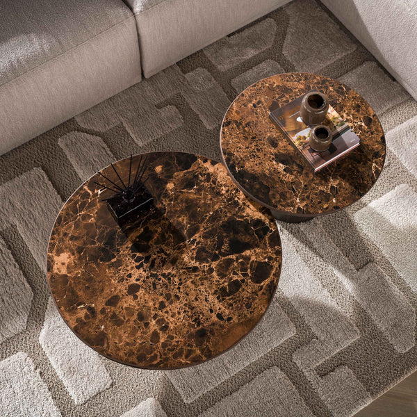Couchtisch Empera rund Set aus 2 / Keramik dark emperador