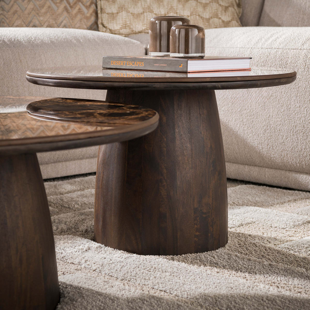 Couchtisch Empera rund Set aus 2 / Keramik dark emperador
