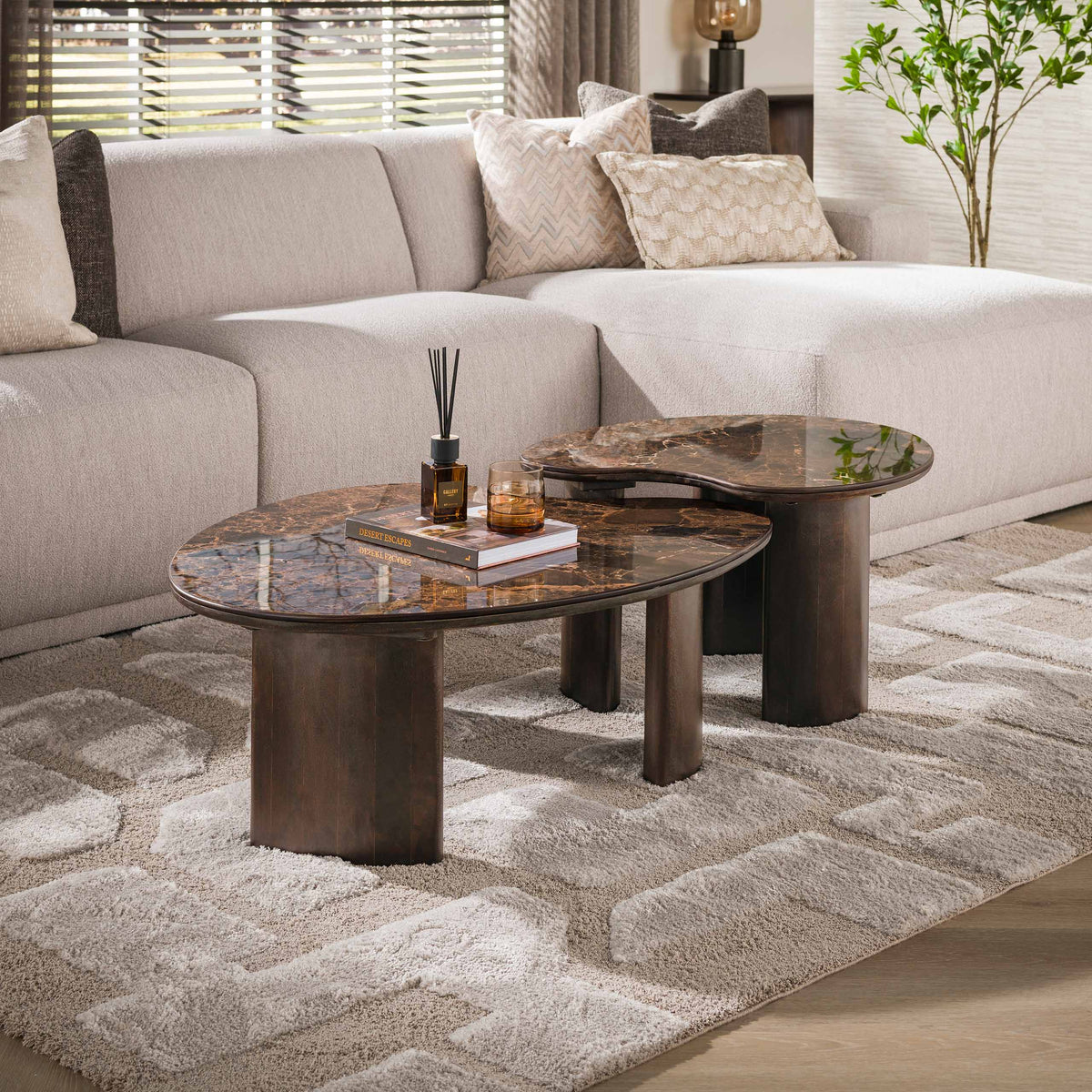 Couchtisch Empera Set aus 2 / Keramik dark emperador