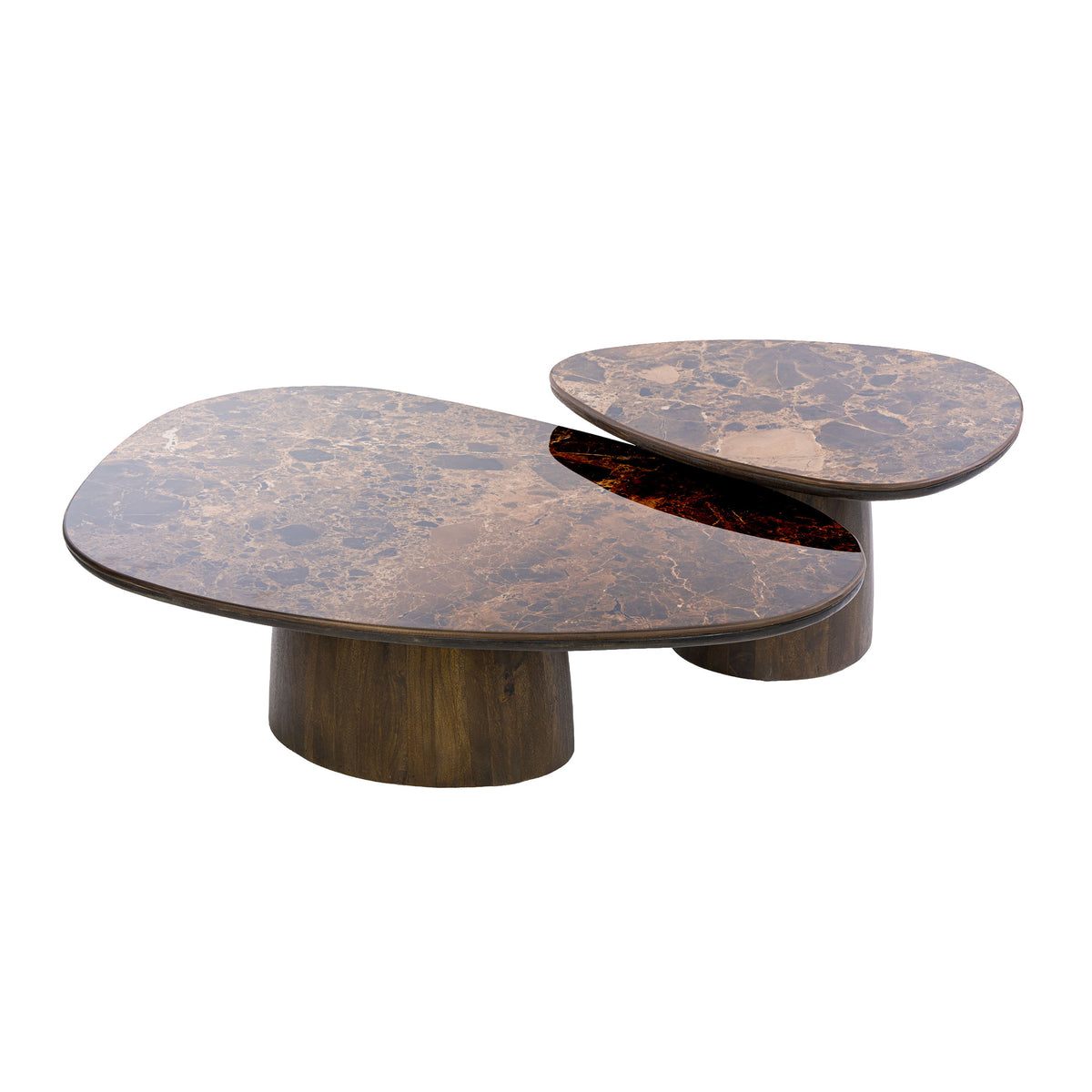 Couchtisch Empera dreieckig Set aus 2 / Keramik dark emperador