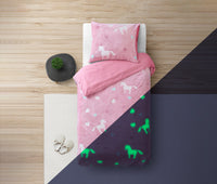 Children's bed linen glow in the dark unicorn pink 