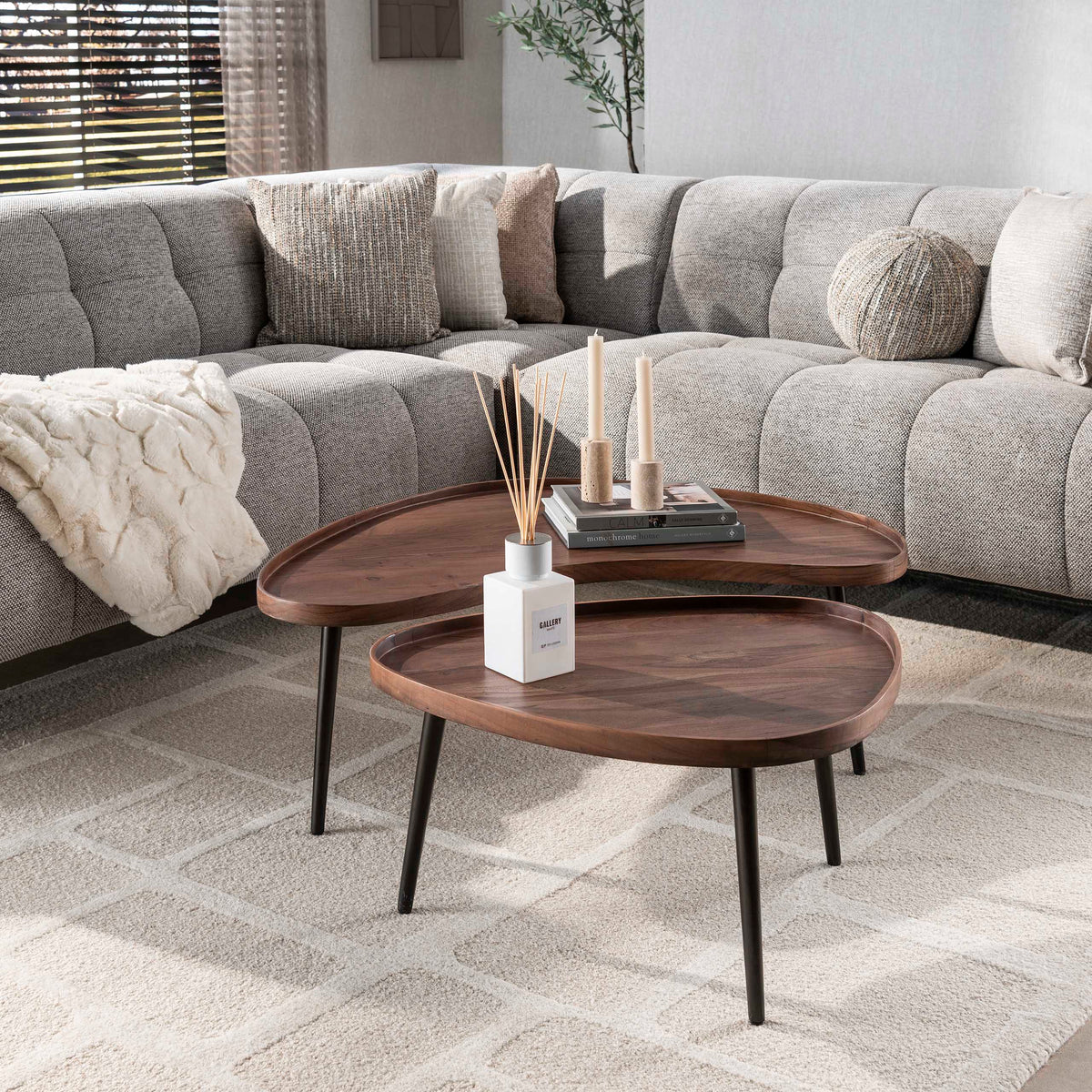 CARVE Couchtisch Organic 2er Set Akazienholz