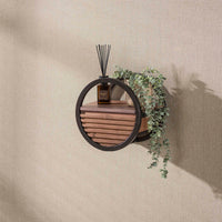 WANDREGAL CIRCULAR MIT SCHUBLADE – MASSIV AKAZIE BRAUN