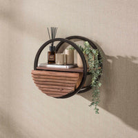 WANDREGAL CIRCULAR MIT SCHUBLADE – MASSIV AKAZIE BRAUN
