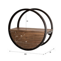 WANDREGAL CIRCULAR MIT SCHUBLADE – MASSIV AKAZIE BRAUN