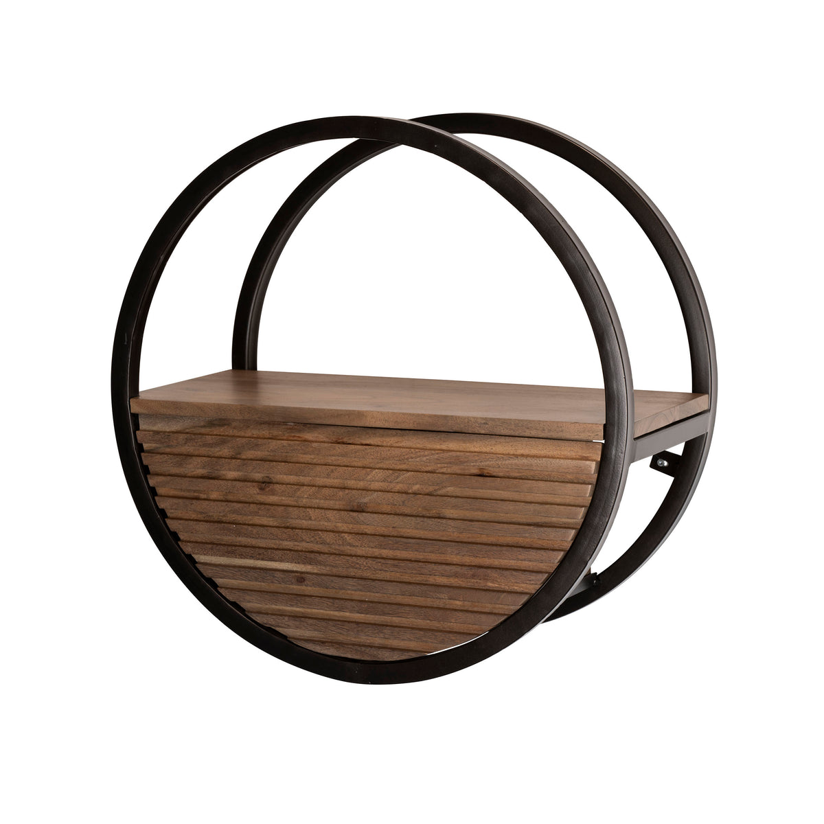 WANDREGAL CIRCULAR MIT SCHUBLADE – MASSIV AKAZIE BRAUN