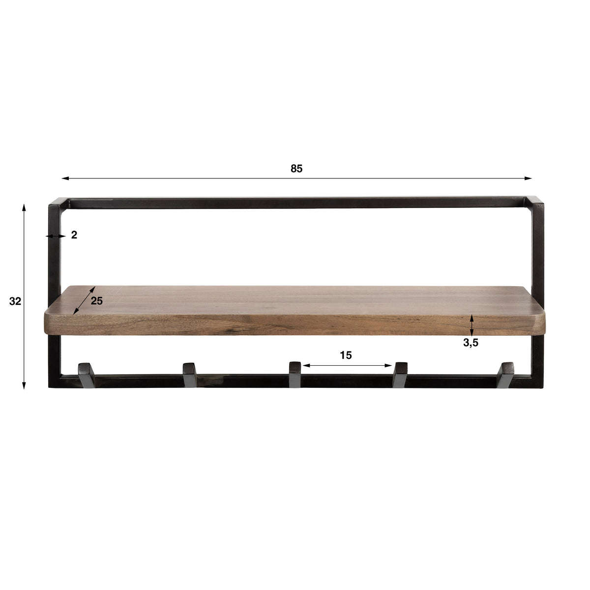 Garderobe Air Pure 6 Haken / Massiv Akazie braun