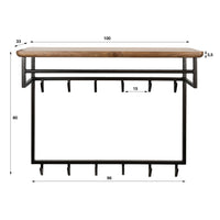Garderobe Edge Curve hoch 12 Haken / Massiv Akazie braun