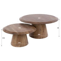 Couchtisch Rona Set aus 2 / Massiv Akazie braun