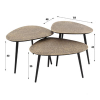Couchtisch Metallic dreieckig Set aus 3 / Antikbronze