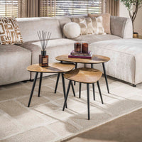 RAY Couchtisch Set aus 3 viereckig / Ray Antikgold
