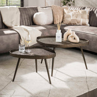 Couchtisch Set aus 2 dreieckig / Bronzefarbenes Liquid Metal