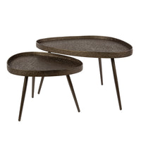 Couchtisch Set aus 2 dreieckig / Bronzefarbenes Liquid Metal