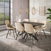 BRONVIK Esstisch dänisch oval 180cm / Bronzefarbenes Liquid Metal
