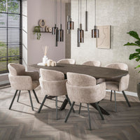 BRONVIK Esstisch dänisch oval 215 cm / Bronzefarbenes Liquid Metal