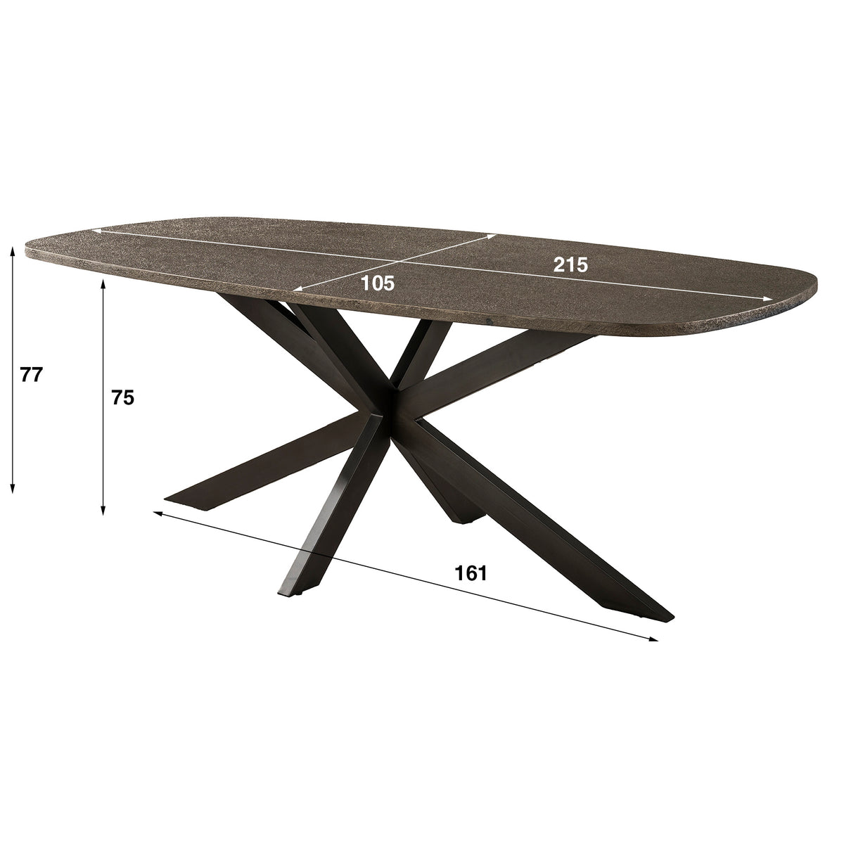 BRONVIK Esstisch dänisch oval 215 cm / Bronzefarbenes Liquid Metal
