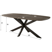 BRONVIK Esstisch dänisch oval 215 cm / Bronzefarbenes Liquid Metal