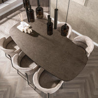 BRONVIK Esstisch dänisch oval 215 cm / Bronzefarbenes Liquid Metal