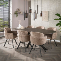 BRONVIK Esstisch dänisch oval 215 cm / Bronzefarbenes Liquid Metal