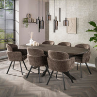 BRONVIK Esstisch dänisch oval 215 cm / Bronzefarbenes Liquid Metal