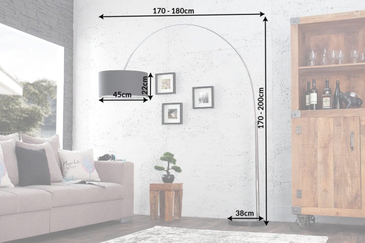 LOUNGE DEAL Ausziehbare Bogenlampe 170-200cm Stehlampe