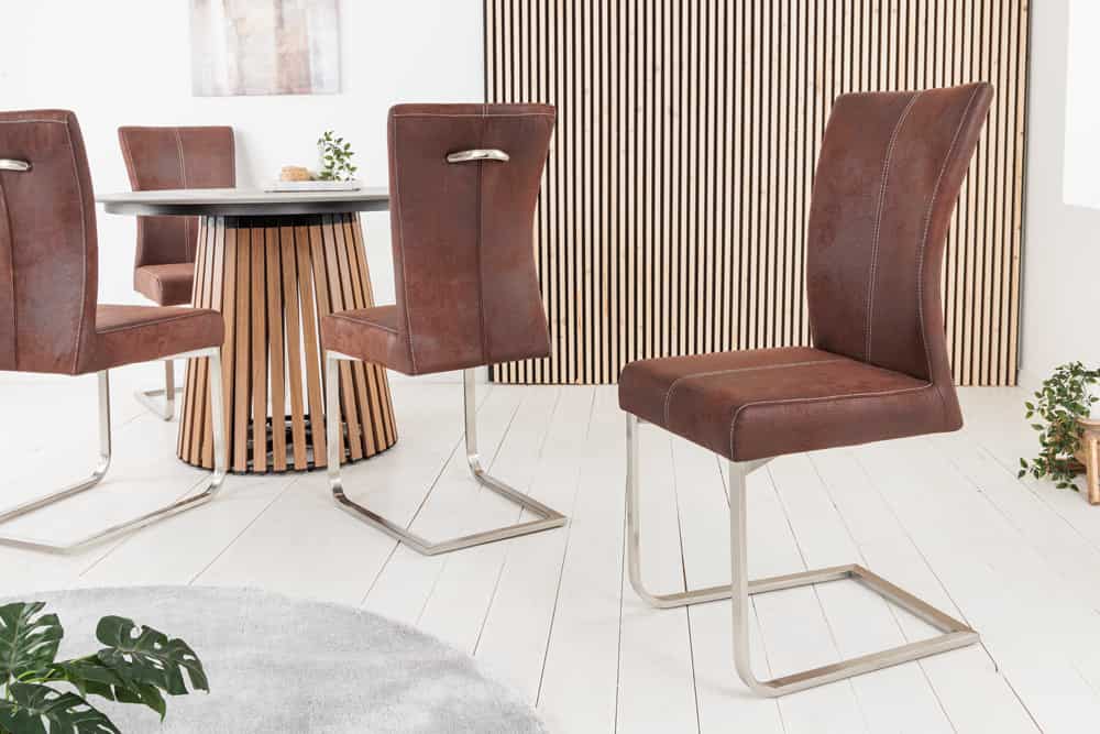 SAMSON Freischwinger Stuhl Edelstahlrahmen mit Komfortgriff