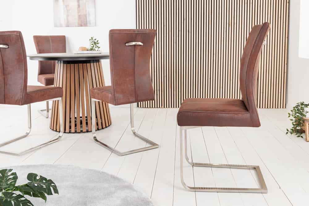 SAMSON Freischwinger Stuhl Edelstahlrahmen mit Komfortgriff