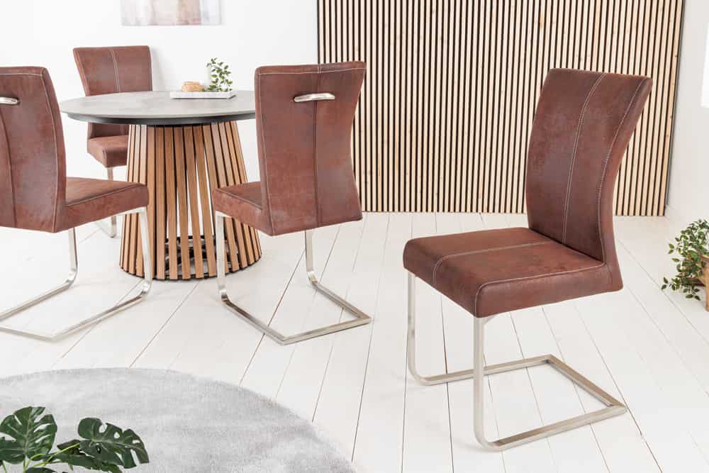 SAMSON Freischwinger Stuhl Edelstahlrahmen mit Komfortgriff