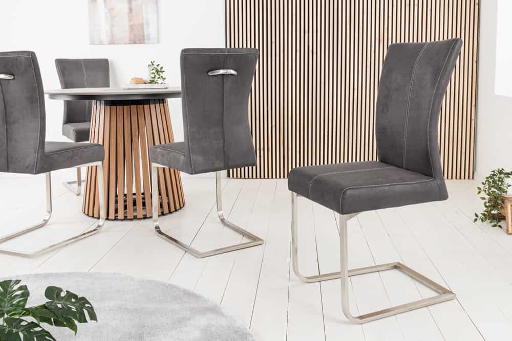 SAMSON Freischwinger Stuhl Edelstahlrahmen mit Komfortgriff