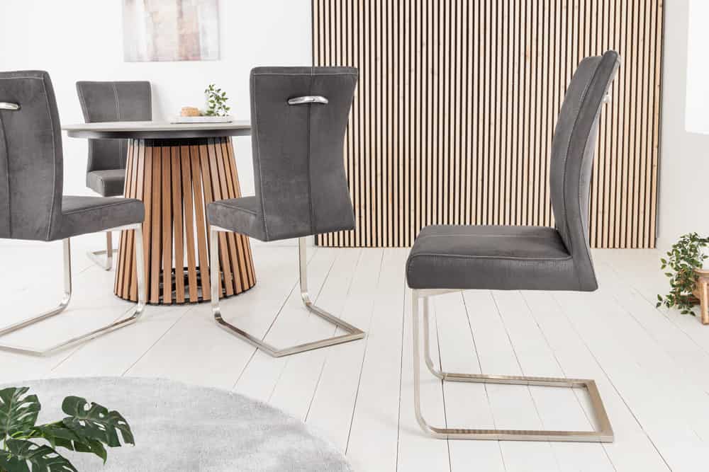 SAMSON Freischwinger Stuhl Edelstahlrahmen mit Komfortgriff