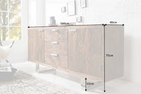 BARRACUDA Solid sideboard 160cm antique teak with steel sled feet