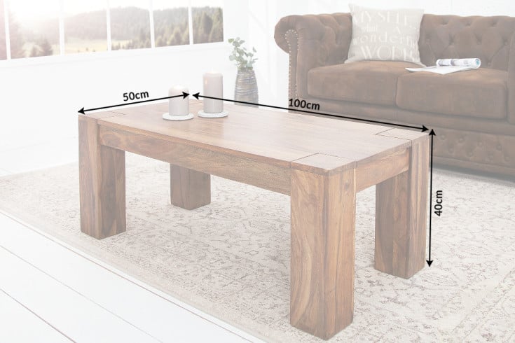 MAKASSAR Massivholz Couchtisch 100cm Sheesham einzigartige Maserung