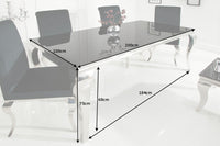 MODERN BAROQUE Elegant dining table 200cm glass top in marble look stainless steel legs