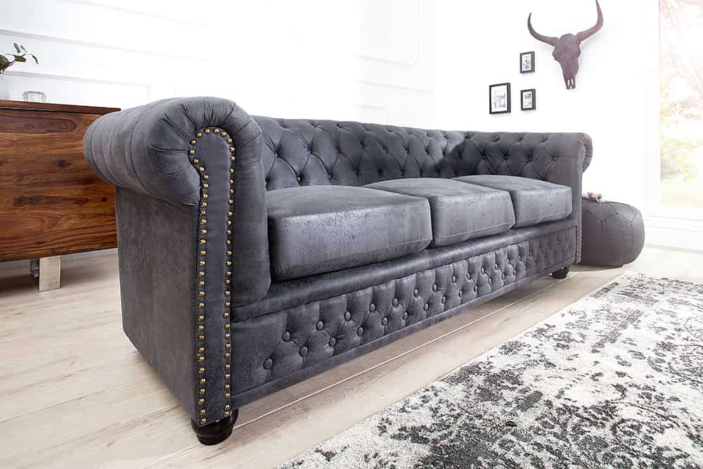 Design 3er Sofa CHESTERFIELD 200cm antik Federkern 3-Sitzer Loungesofa