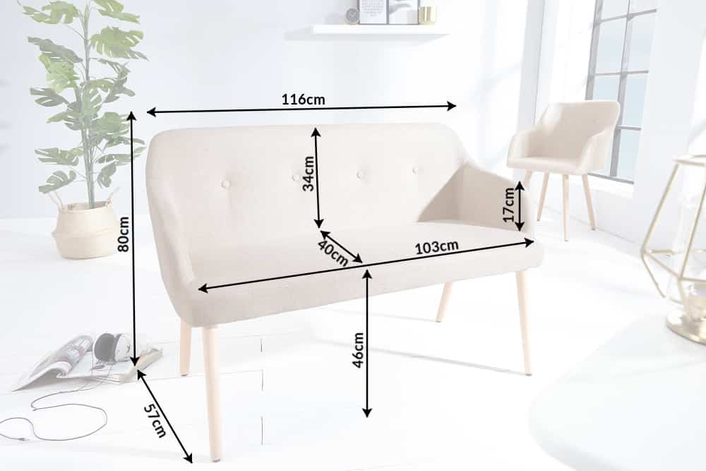 Design Sitzbank SCANDINAVIA MEISTERSTÜCK 116cm Buchenholz mit Armlehne