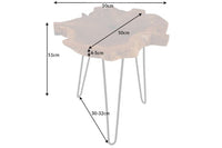 WILD Einzigartiger Beistelltisch 50cm Teak Massivholz Baumscheibe Metallbeine schwarz