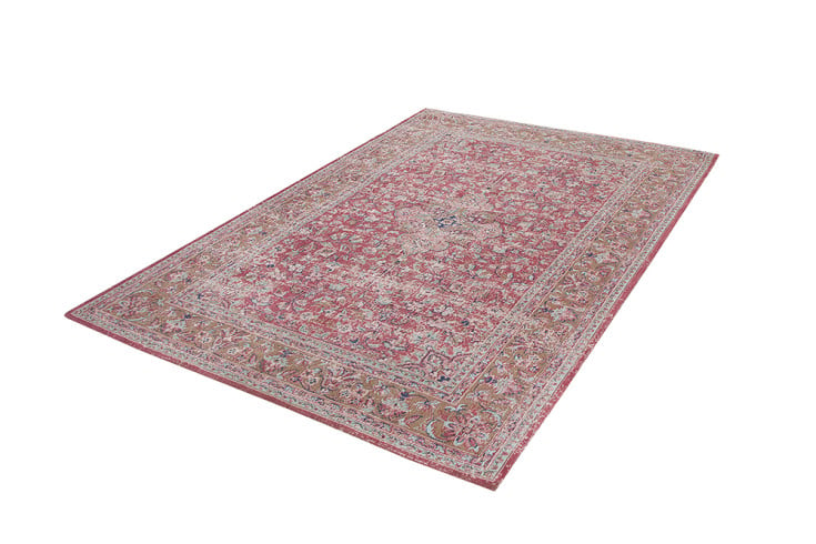 OLD MARRAKESCH Orientalischer Baumwoll-Teppich 240x160cm rot antik florales Muster