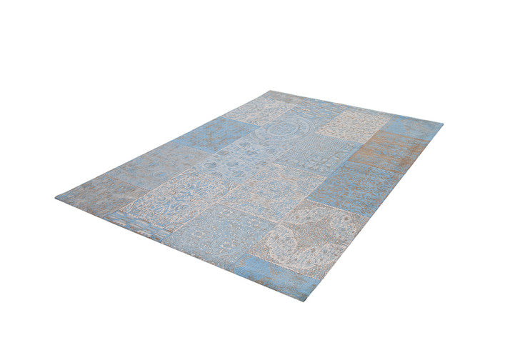 MARRAKESCH Orientalischer Patchwork Teppich 240x160cm hellblau Baumwolle