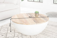 INDUSTRIAL STORAGE Upcycling Design Couchtisch 70cm weiß Mangoholz handmade