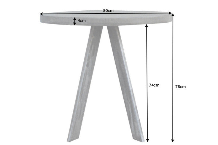 IRON CRAFT Solid dining table 80cm round gray mango wood flexed legs