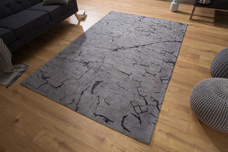 FIRE & EARTH Design Teppich 240x160cm grau Baumwolle