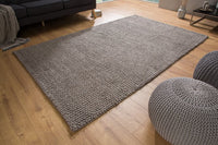 WOOL Handgearbeiteter Teppich 240x160cm anthrazit braun aus Wolle