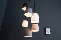 LEVELS IV design hanging lamp black gray white with 6 linen shades