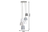 LEVELS IV design hanging lamp black gray white with 6 linen shades