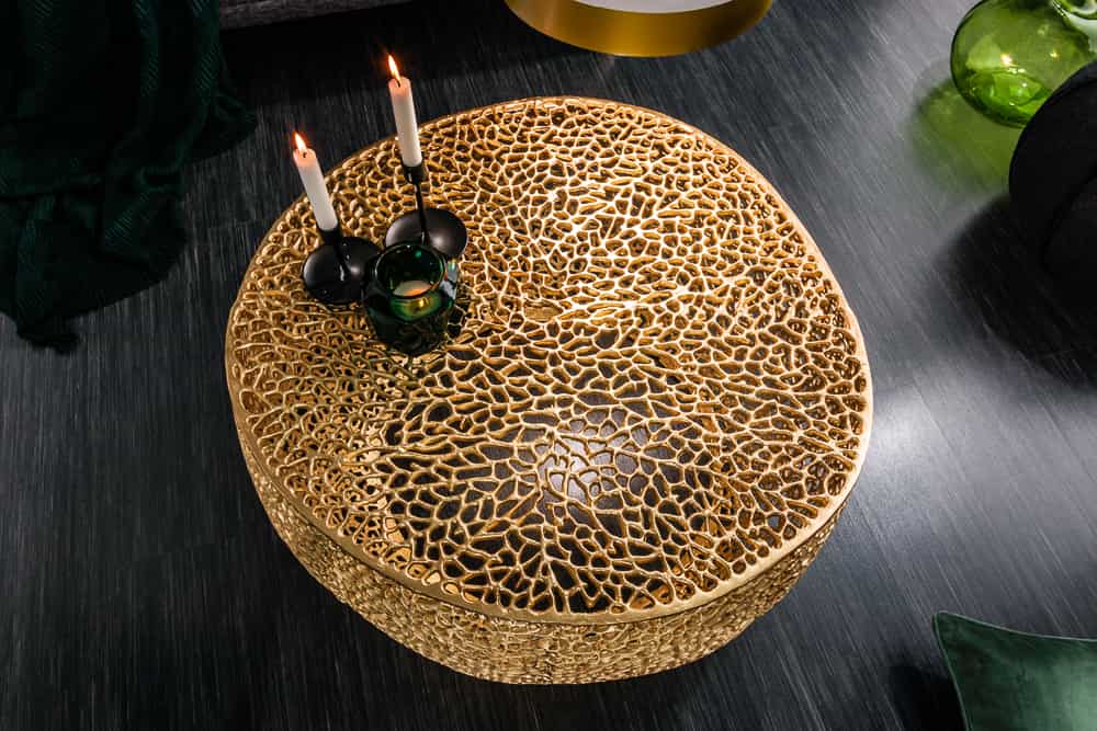 LEAF Filigraner Couchtisch 80cm Metall handmade Blatt-Design