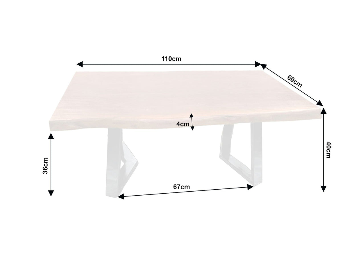 Couchtisch PHOENIX Massiver Baumstamm Couchtisch 110cm Akazienholz Rot Walnuss