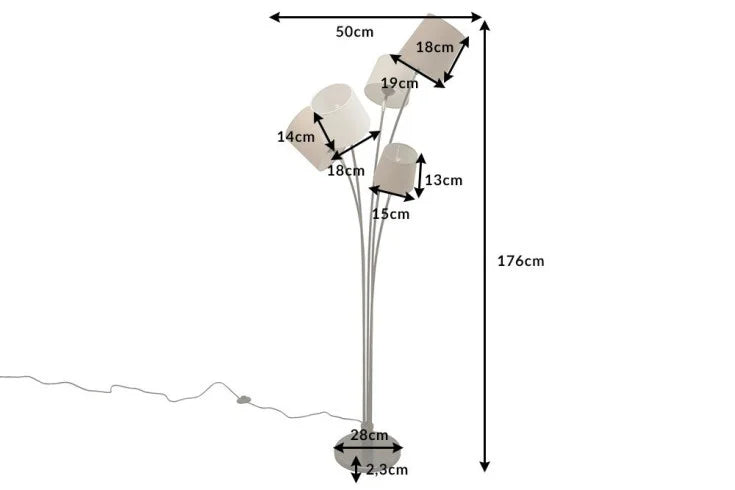 LEVELS design floor lamp 176cm white beige brown with 5 linen shades