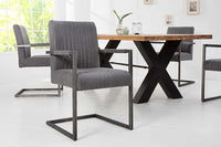 BIG ASTON Moderner Freischwinger Armlehnenstuhl Federkern Eisengestell