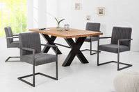 BIG ASTON Moderner Freischwinger Armlehnenstuhl Federkern Eisengestell