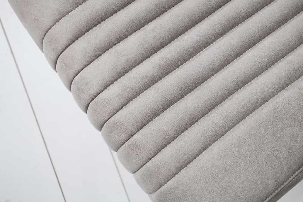 BIG ASTON Moderner Freischwinger Armlehnenstuhl stone grau Federkern Edelstahl